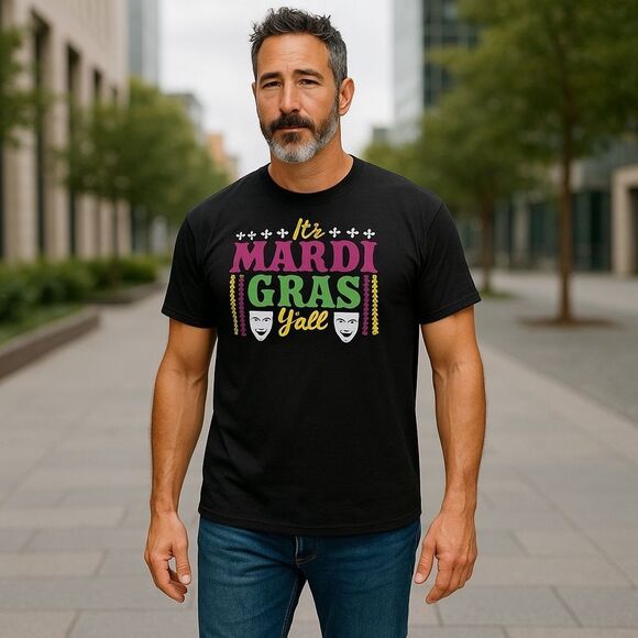Vintage Delta Pro Weight Mardi Gras Short Sleeve Tee - Picture 1 of 5